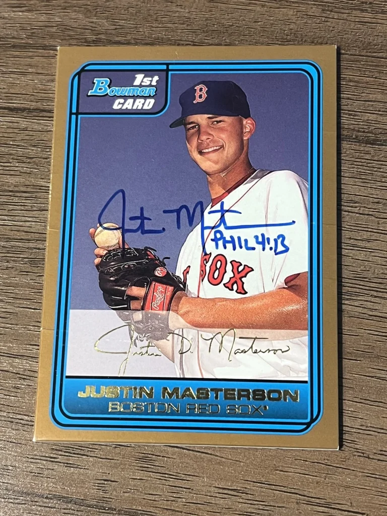 Signed Baseball Card Auto Justin Masterson 2006 Bowman Gold #DP12 Red Sox