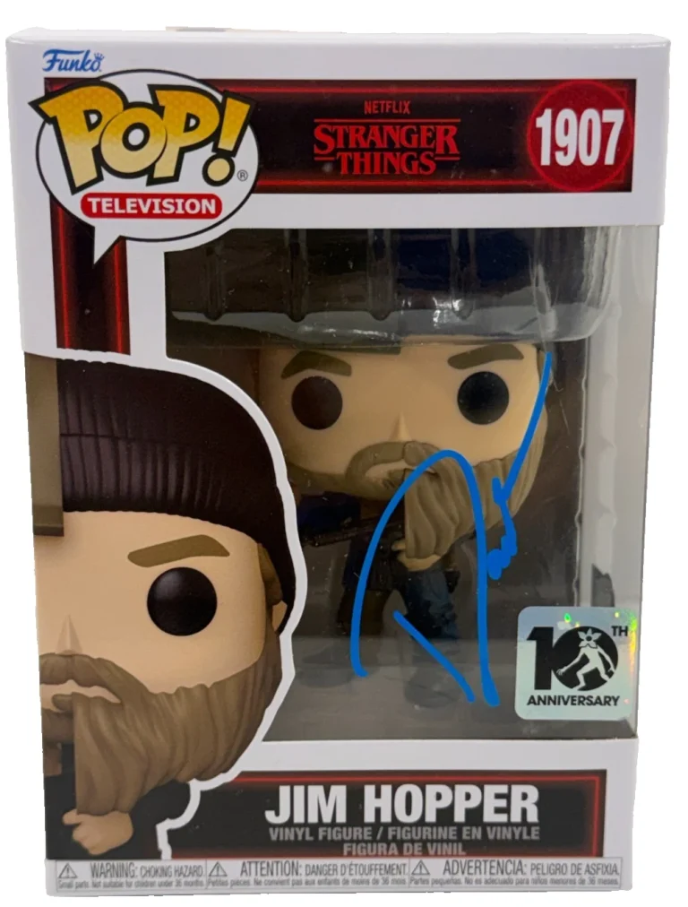 David Harbour Signed Hopper Funko 1907 Stranger Things Autograph Beckett