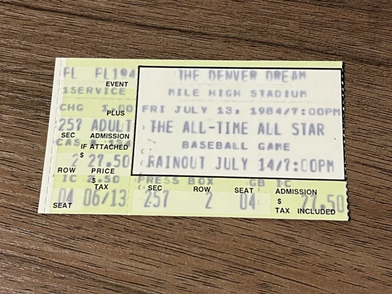 VTG Baseball Ticket 7/13 1984 The Denver Dream All-Time All Star Mile High Dream