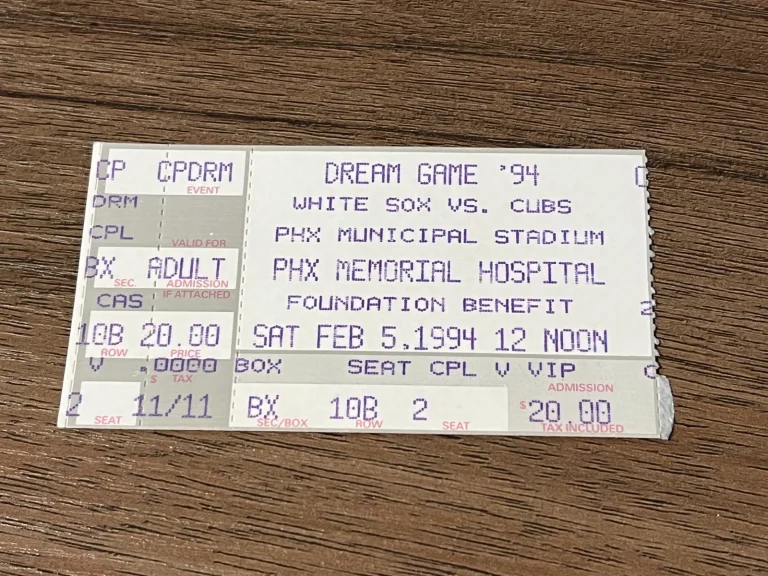 VTG Baseball Ticket 1994 Dream Game White Sox v. Cubs PHX Municipal Hospital