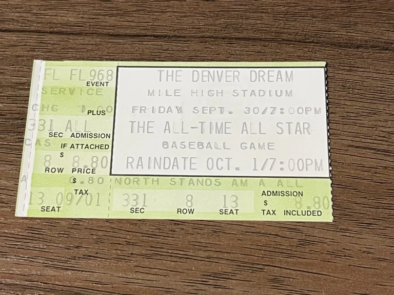 VTG Baseball Ticket The Denver Dream All-Time All Star Game Mile High Stadium