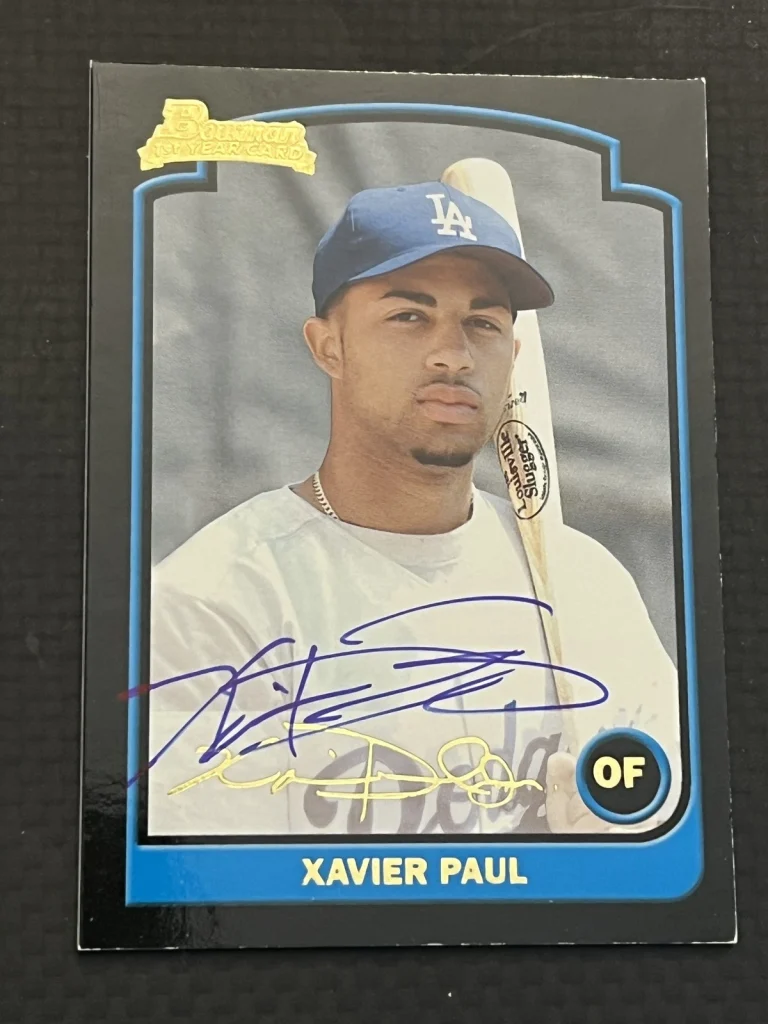 Signed Baseball Card Auto Xavier Paul 2003 Bowman #BDP77 Dodgers Thick