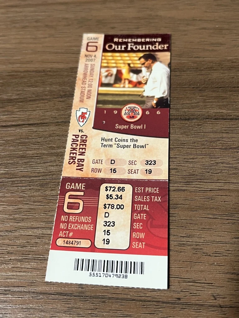 FOOTBALL TICKET STUB ARROWHEAD 2007 KANSAS CITY CHIEFS GREEN BAY PACKERS 11/4