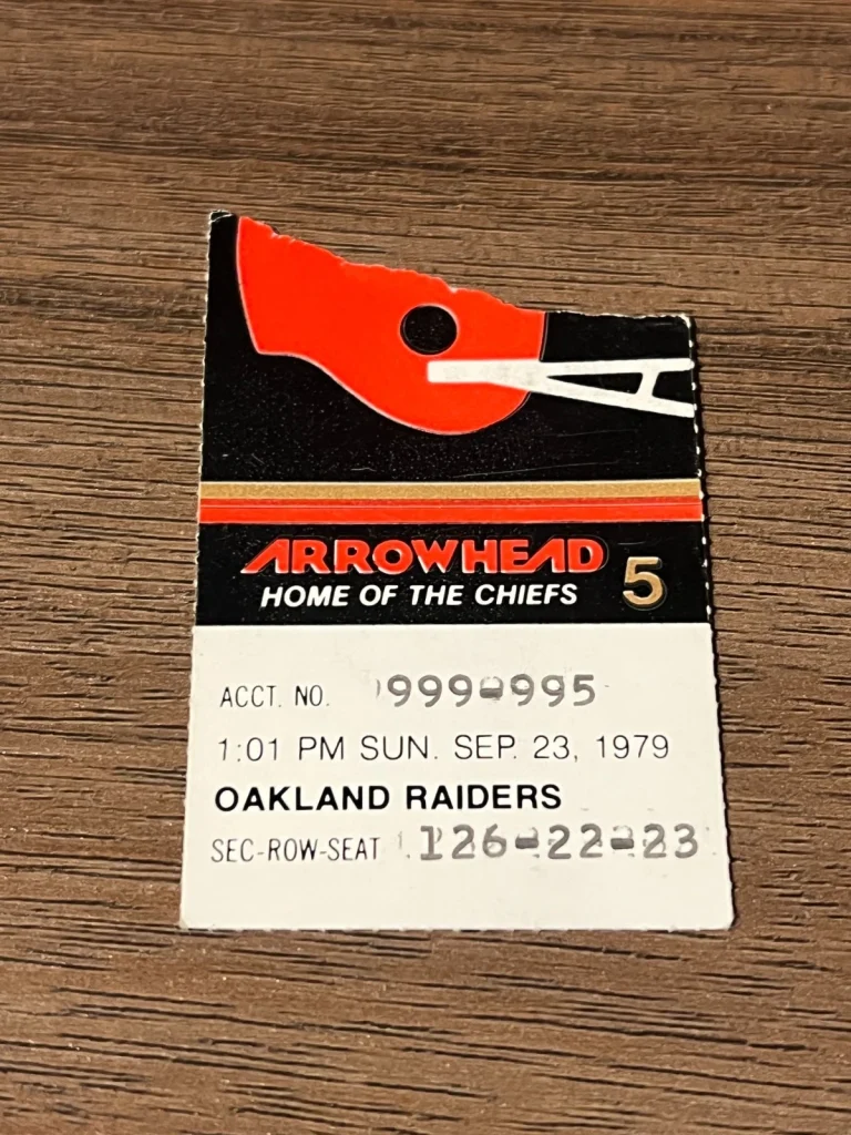 FOOTBALL TICKET STUB ARROWHEAD KANSAS CITY CHIEFS OAKLAND RAIDERS 9/23 1979