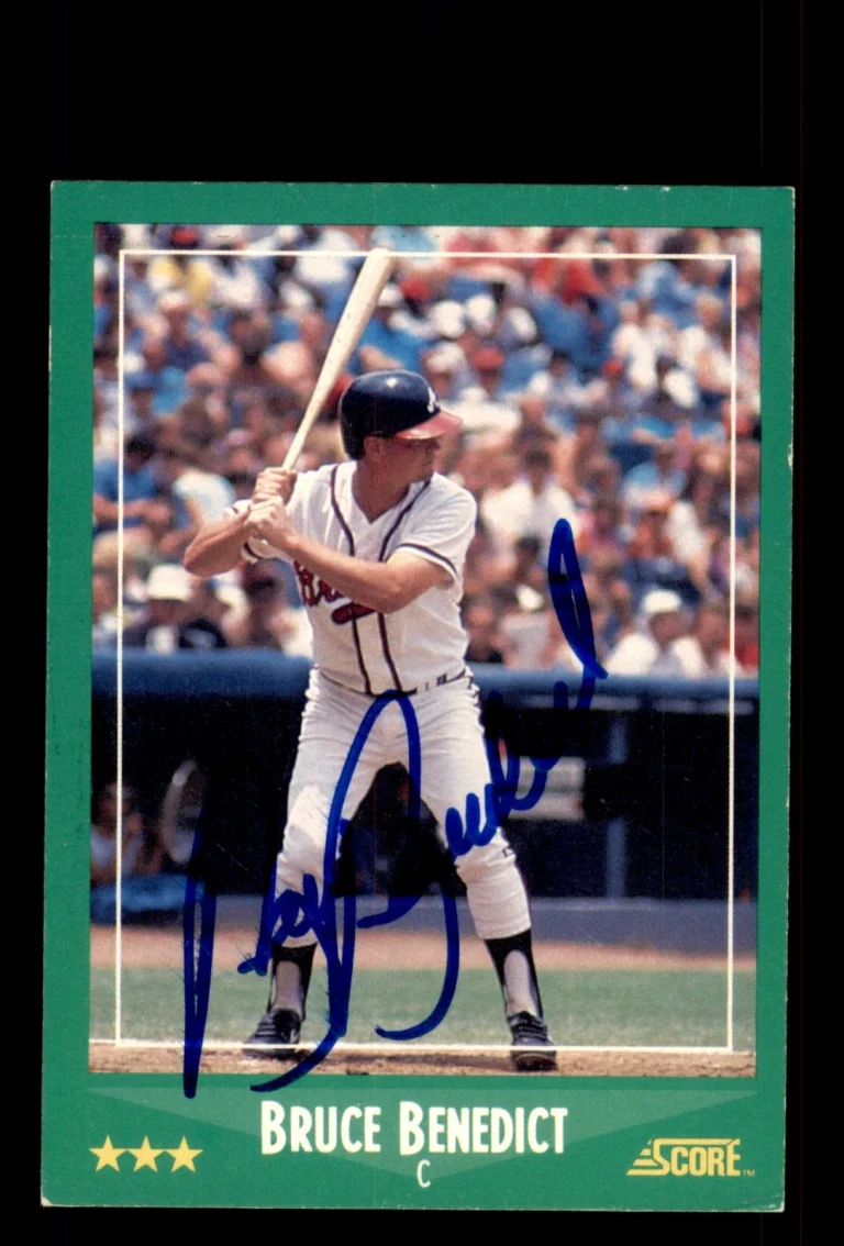Signed Baseball Card Auto Bruce Benedict 1988 Score #423 Atlanta Braves