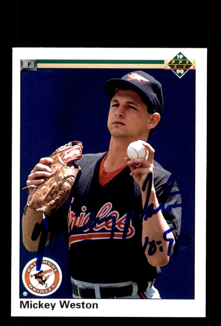Signed Baseball Card Auto Mickey Weston 1990 Upper Deck #683 Baltimore Orioles