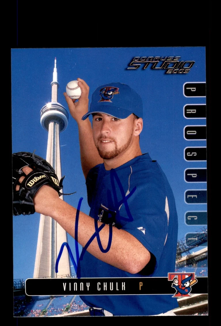 Signed Baseball Card Auto Vinny Chulk 2003 Donruss Studio #95 Toronto Blue Jays