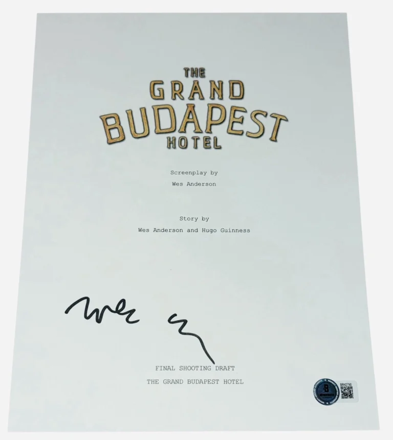 Wes Anderson Signed Autograph The Grand Budapest Hotel Script Screenplay Beckett