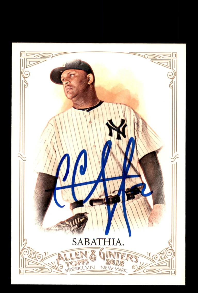 Signed Baseball Card Auto CC Sabathia 2012 Topps Allen & Ginter #223 Yankees