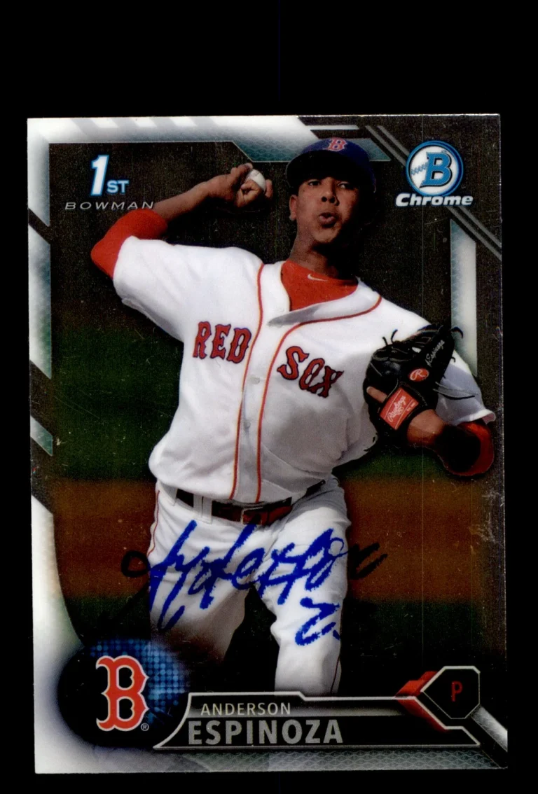 Signed Baseball Card Auto Anderson Espinoza 2016 Bowman Chrome #BCP40 Red Sox