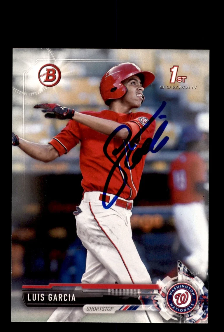 Signed Baseball Card Auto Luis Garcia 2017 Bowman #BP119 Washington Nationals