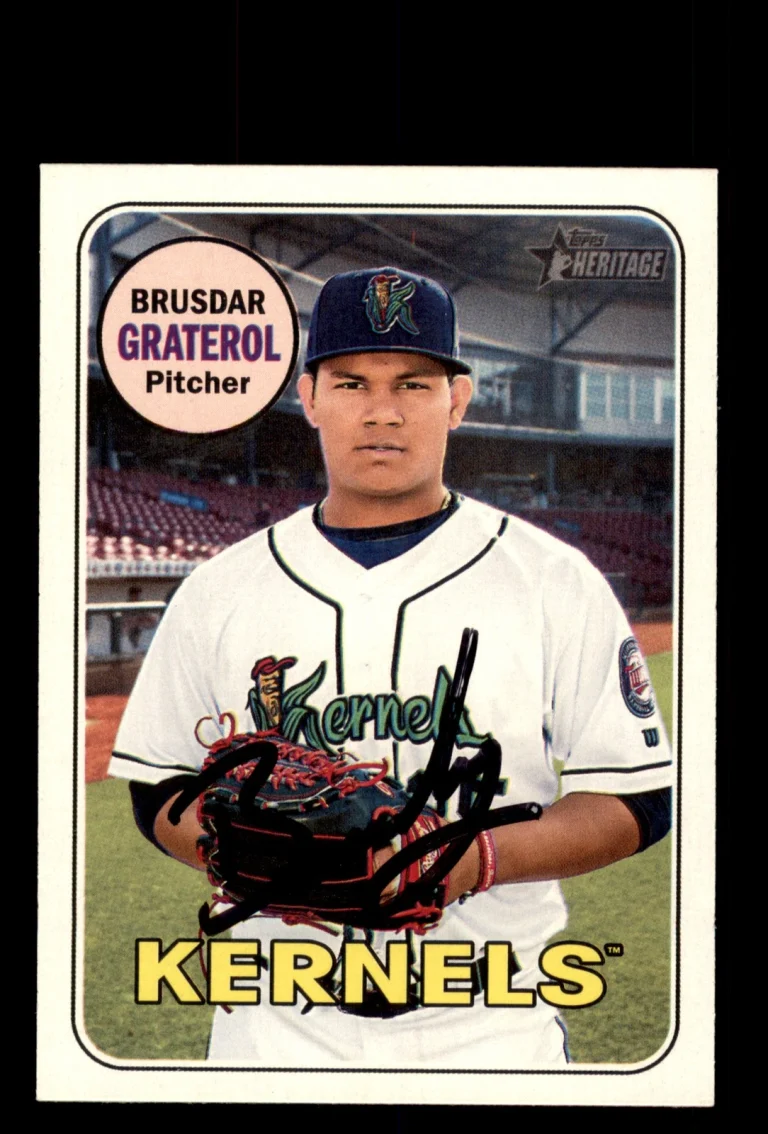 Signed Baseball Card Auto Brusdar Graterol 2018 Topps Heritage Minor League #102