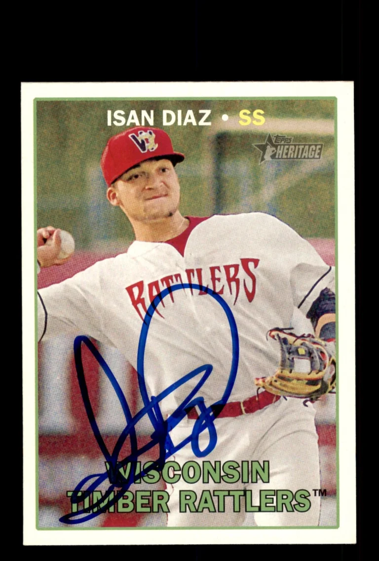 Signed Baseball Card Auto Isan Diaz 2016 Topps Heritage Minor League #42