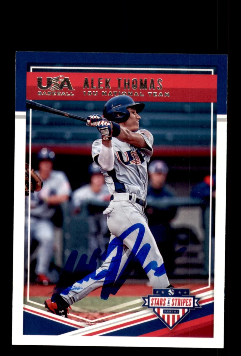 Signed Baseball Card Auto Alek Thomas 2018 Panini USA Baseball Stars & Stripes