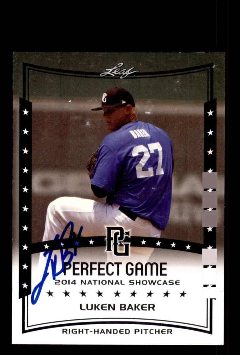 Signed Baseball Card Auto Luken Baker 2014 Leaf Perfect Game #203