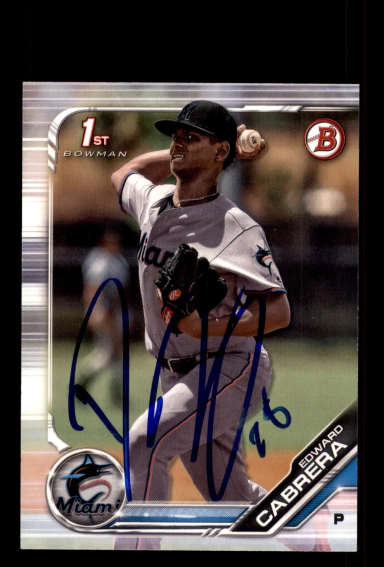 Signed Baseball Card Auto Edward Cabrera 2019 Bowman #BP-114 Miami Marlins
