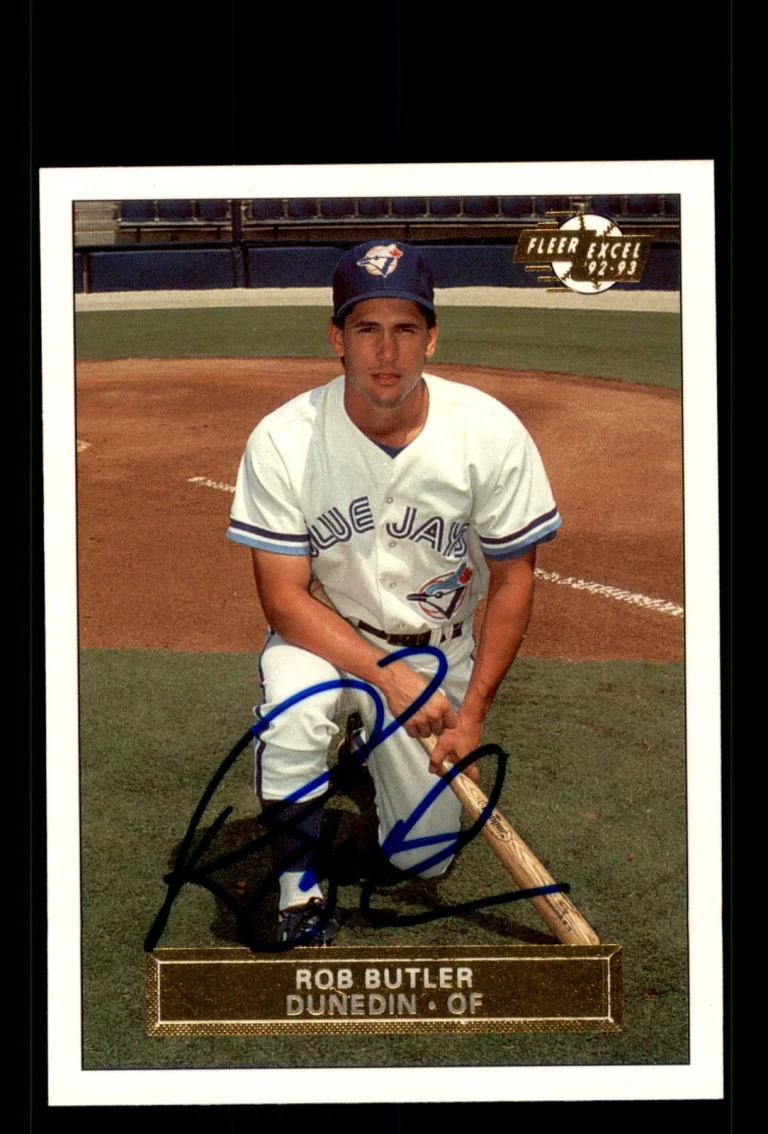 Signed Baseball Card Auto Rob Butler 1992-93 Fleer Excel #239 Dunedin Blue Jays