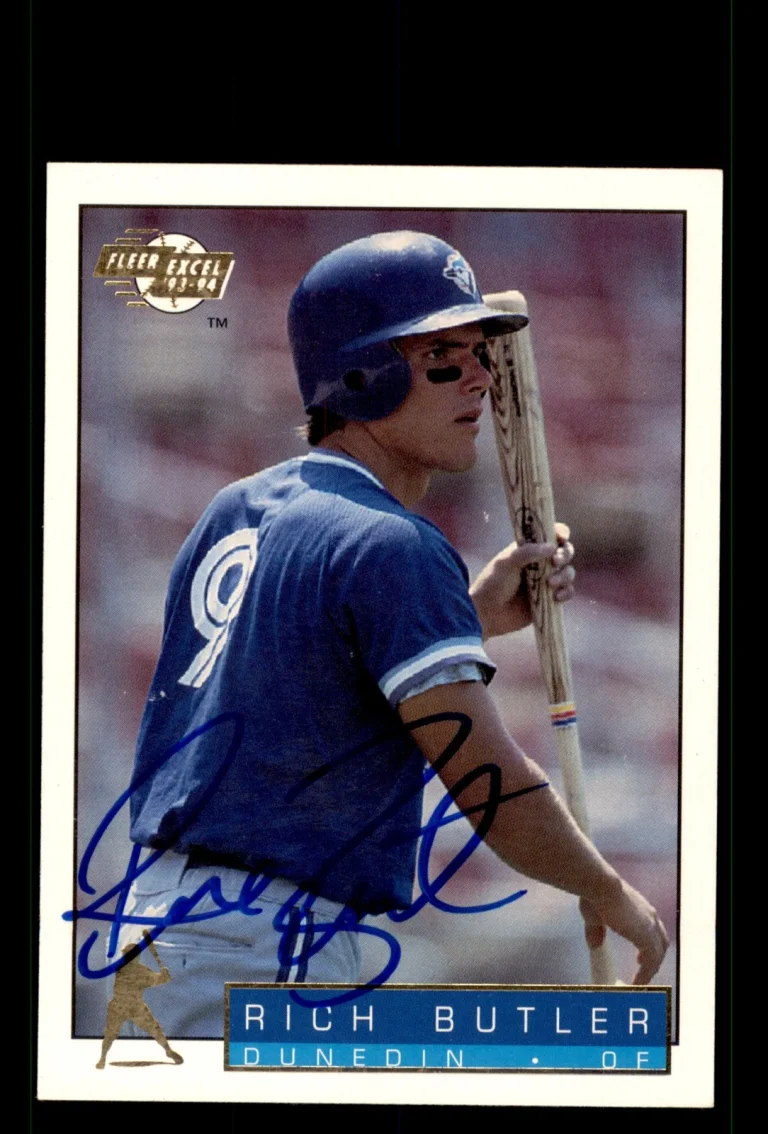 Signed Baseball Card Auto Rich Butler 1993-94 Fleer Excel #140 Dunedin Blue Jays