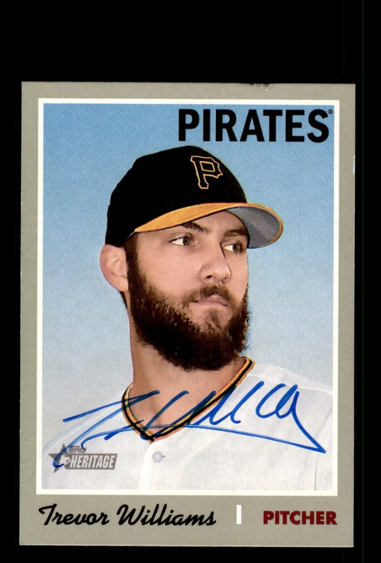 Signed Baseball Card Auto Trevor Williams 2019 Topps Heritage #166 Pirates