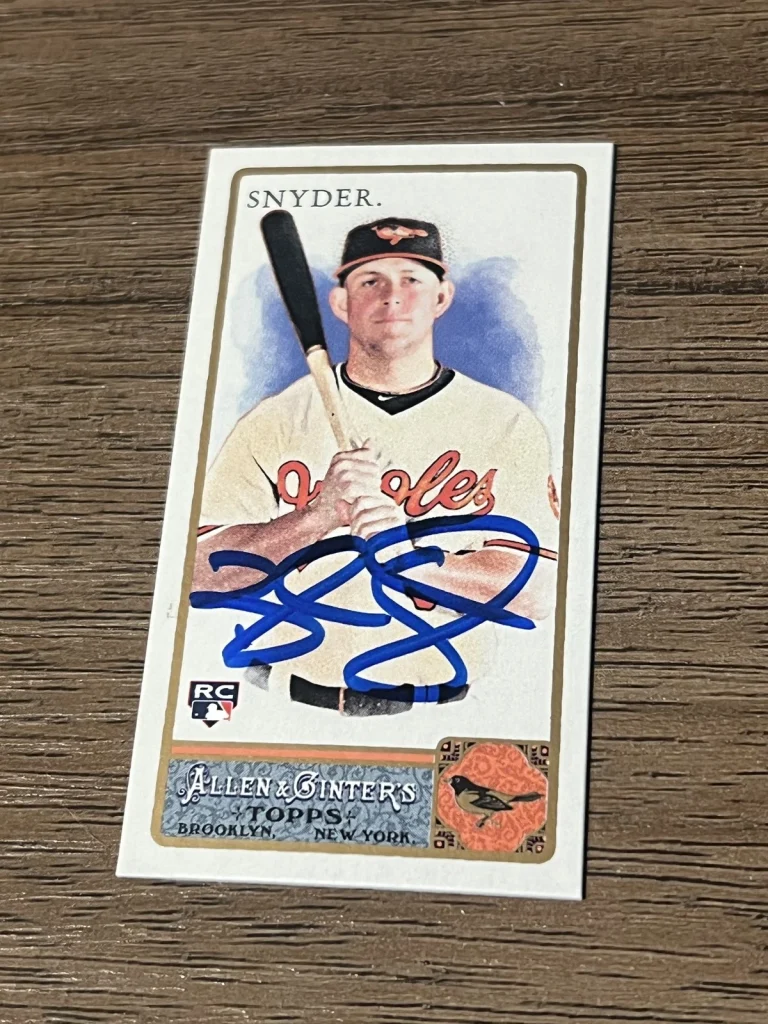 Signed Baseball Card Auto Brandon Snyder 2011 Allen & Ginter #228 Orioles Mini