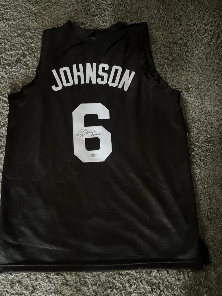 SAN ANTONIO SPURS-AVERY JOHNSON SIGNED AUTOGRAPH JERSEY XL PSA COA NBA CHAMP
