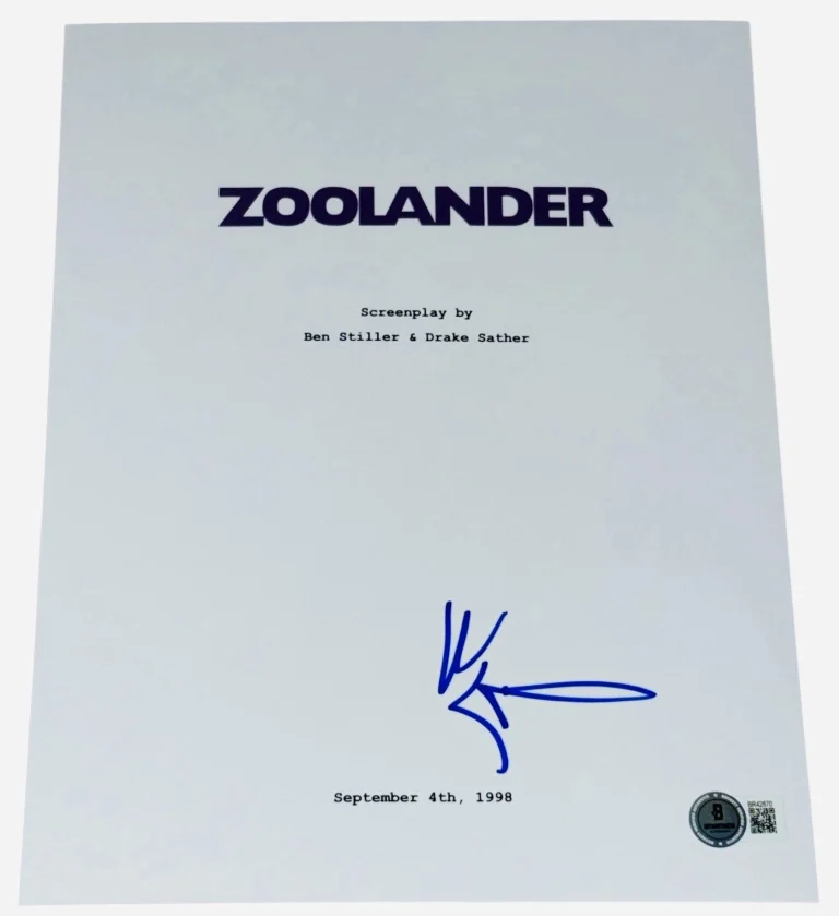 Ben Stiller Signed Autograph Zoolander Full Movie Script Screenplay Beckett BAS