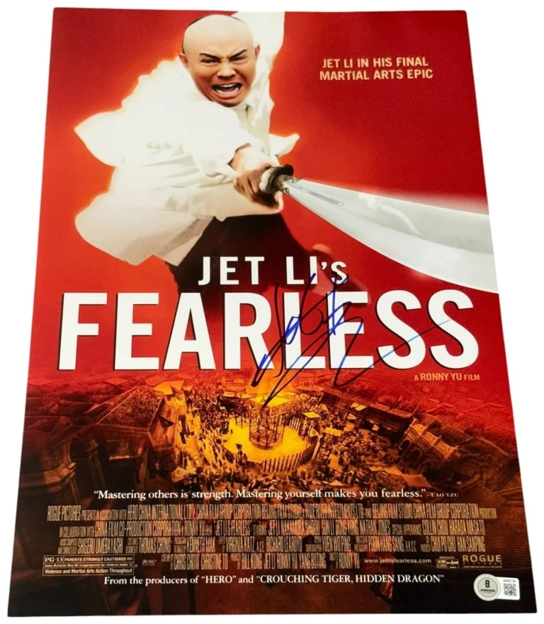 Jet Li Signed Autograph Fearless 12x18 Movie Poster Photo Authentic Beckett BAS