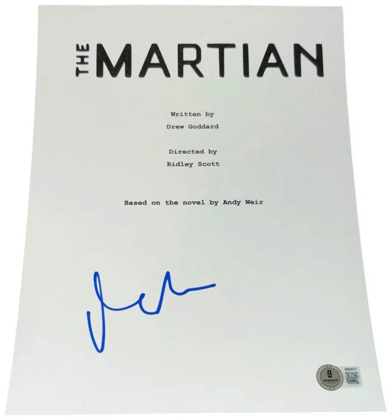 Matt Damon Signed Autograph The Martian Full Movie Script Screenplay Beckett BAS