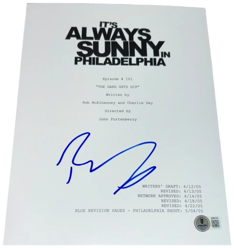 Rob McElhenney Signed It's Always Sunny in Philadelphia Pilot TV Script Beckett