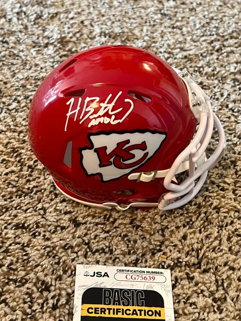 HARRISON BUTKER SIGNED FOOTBALL MINI HELMET KANSAS CITY CHIEFS AUTO JSA COA
