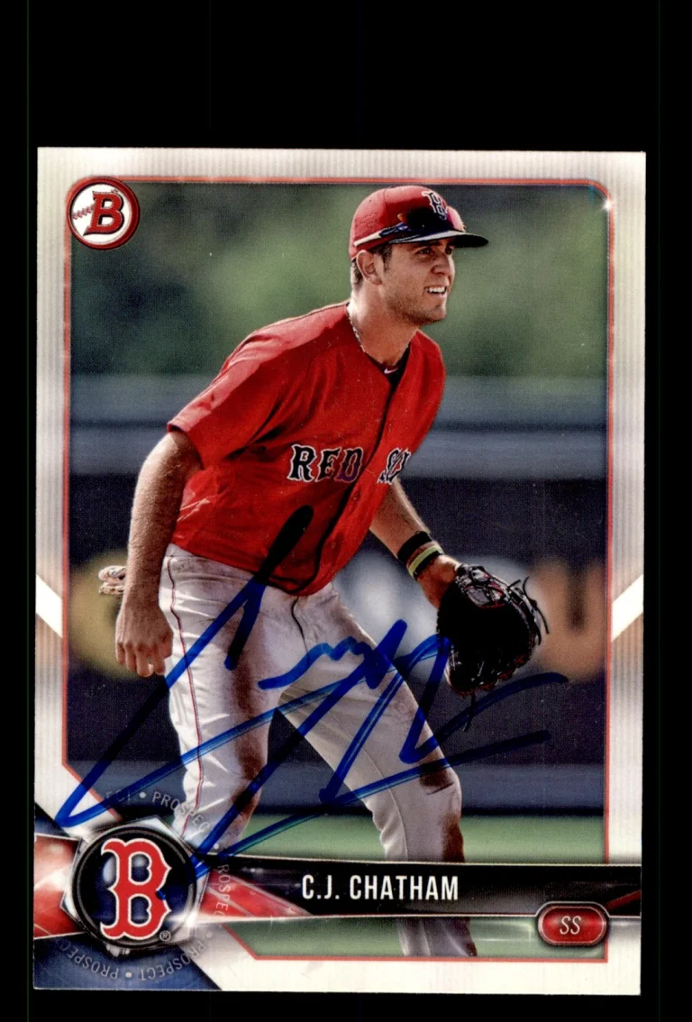 Signed Baseball Card Auto C.J. Chatham 2018 Bowman #BP117 Boston Red Sox