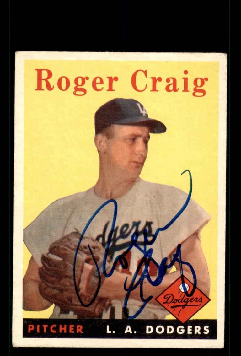 Signed Baseball Card Auto Roger Craig 1958 Topps #194 Los Angeles Dodgers