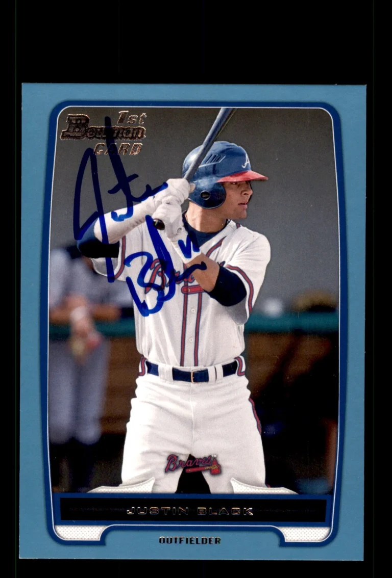 Signed Baseball Card Auto Justin Black 2012 Bowman #BDPP56 Braves Blue /500