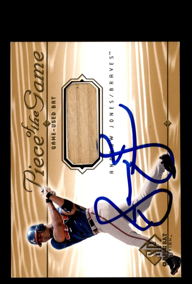 Signed Baseball Card Auto Andruw Jones 2000 Upper Deck SP Bat #RJ IP AUTO