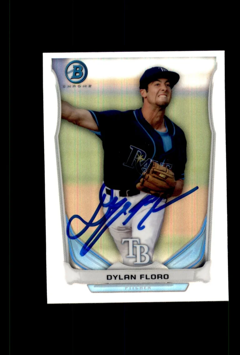 Signed Baseball Card Auto Dylan Floro 2014 Bowman Chrome Mini Tampa Bay Rays