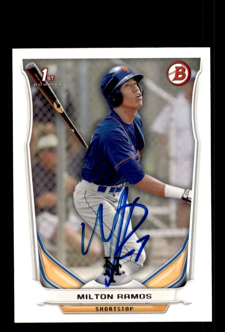 Signed Baseball Card Auto Milton Ramos 2014 Bowman Draft #DP84 New York Mets