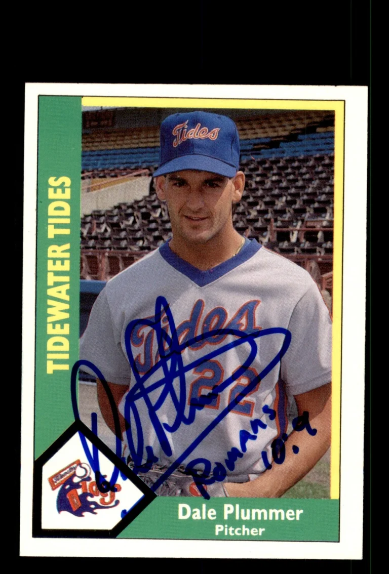 Signed Baseball Card Auto Dale Plummer 1990 CMC Tidewater Tides #9 Tides