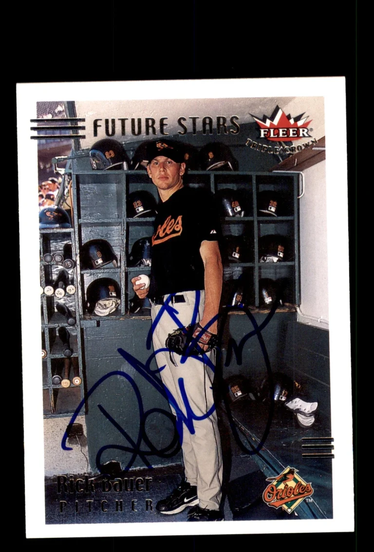 Signed Baseball Card Auto Rick Bauer 2002 Fleer Triple Crown #225 Orioles