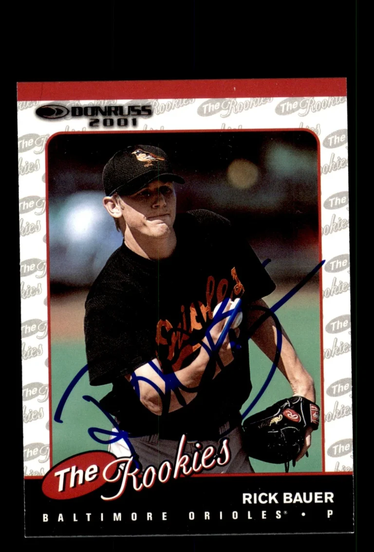 Signed Baseball Card Auto Rick Bauer 2001 Donruss The Rookies #R39 Orioles