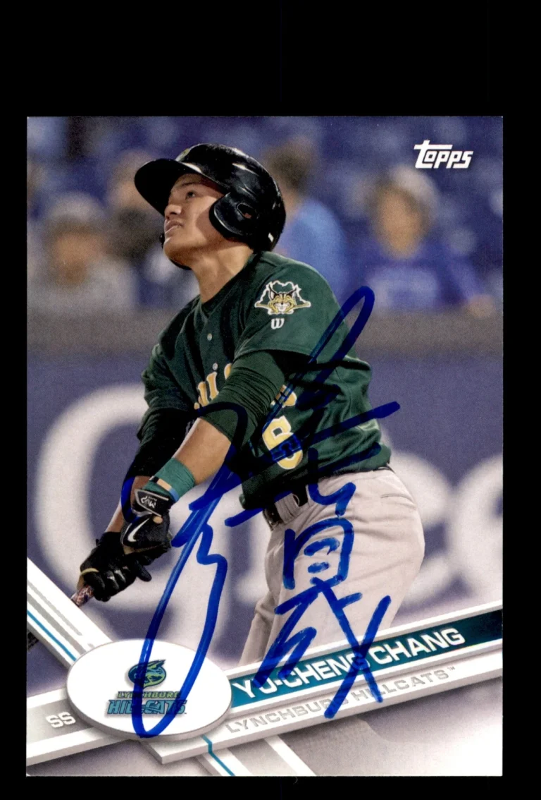 Signed Baseball Card Auto Yu-Cheng Chang 2017 Topps Pro Debut #98 Hillcats