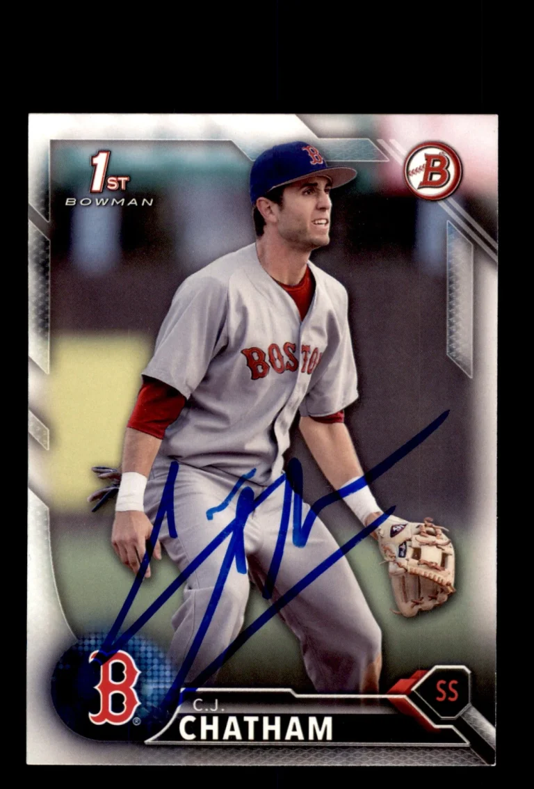Signed Baseball Card Auto C.J. Chatham 2016 Bowman Draft #BD-38 Boston Red Sox