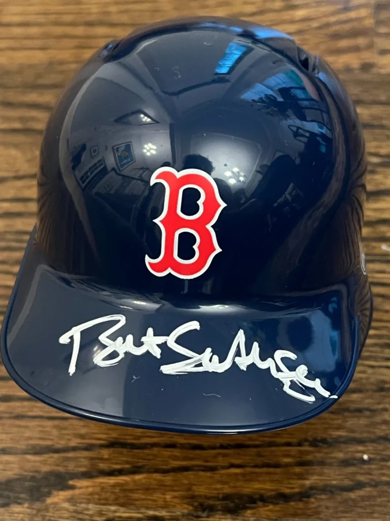 BRET SABERHAGEN SIGNED MINI BASEBALL BATTING HELMET BOSTON RED SOX JSA COA