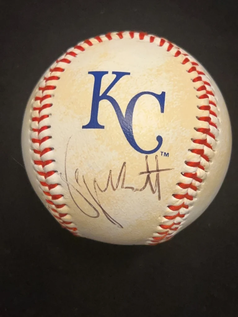 GEORGE BRETT ALEX GORDON SIGNED BASEBALL AUTO KANSAS CITY ROYALS JSA COA *TONED*
