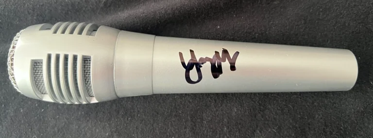 SIGNED MICROPHONE AUTO LOGAN MIZE COUNTRY MUSIC STAR SINGER JSA COA