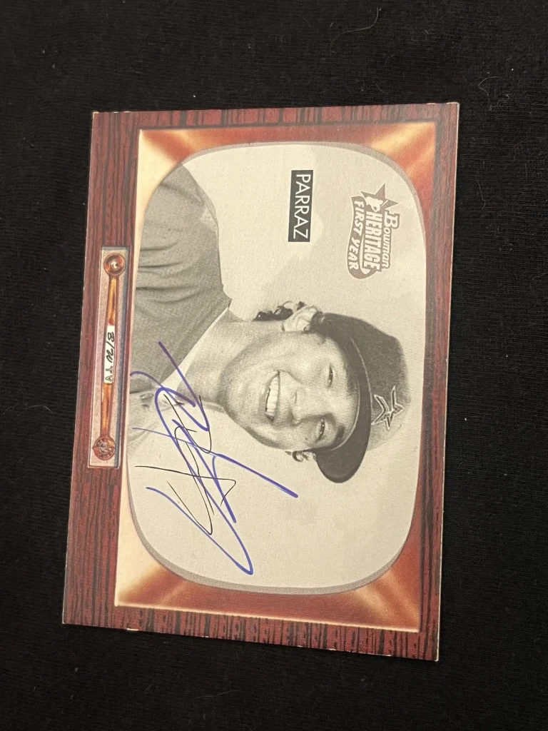 Signed Baseball Card Auto Jordan Parraz 2004 Bowman Heritage #234 B&W Thick