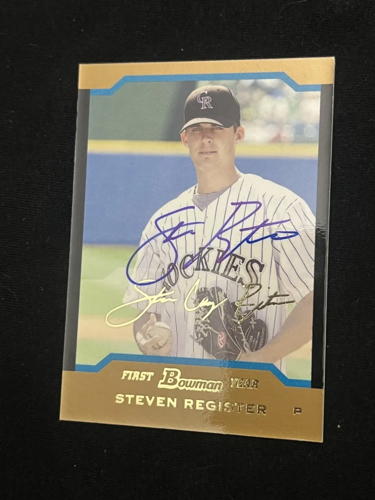 Signed Baseball Card Auto Steven Register 2004 Bowman #BDP45 Rockies Gold
