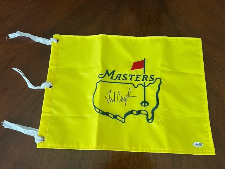 FRED COUPLES SIGNED MASTERS GOLF FLAG WINNER CHAMPION AUTO UNDATED JSA COA