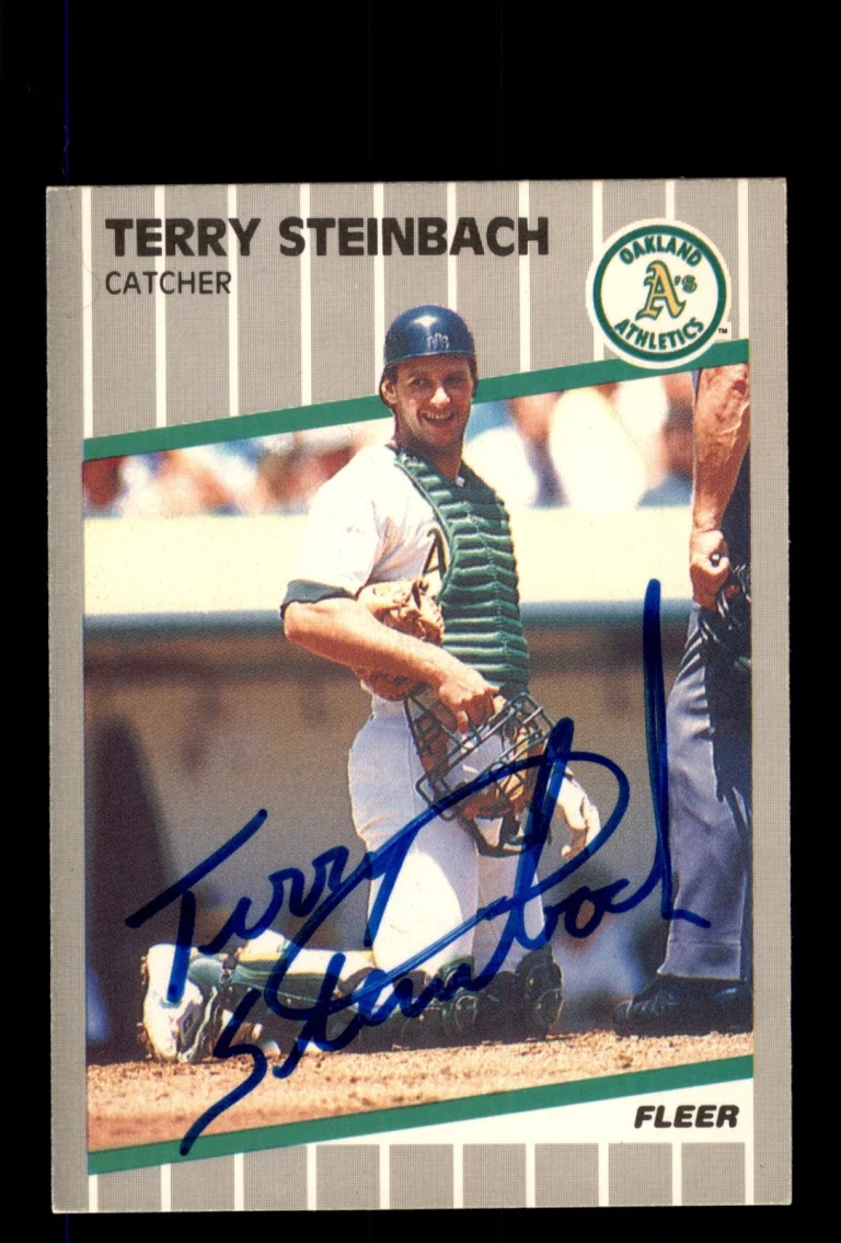Signed Baseball Card Auto Terry Steinbach 1989 Fleer #22 Oakland Athletics