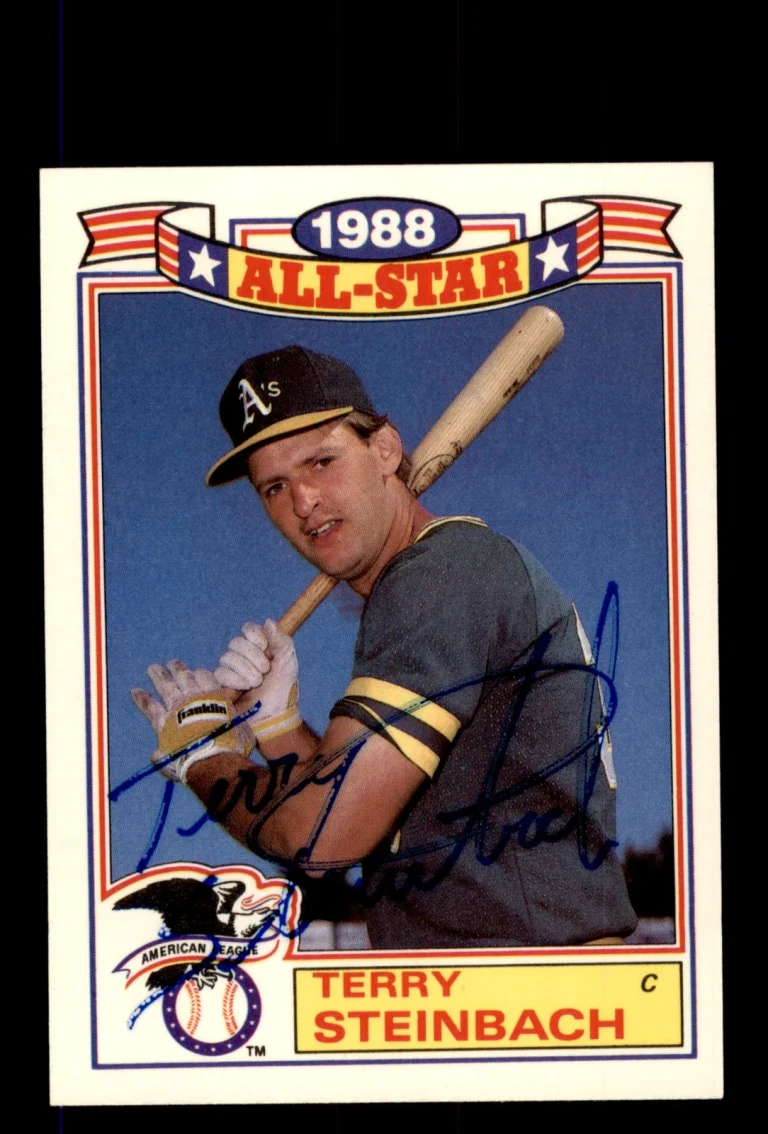 Signed Baseball Card Auto Terry Steinbach 1989 Topps #9 Oakland A's