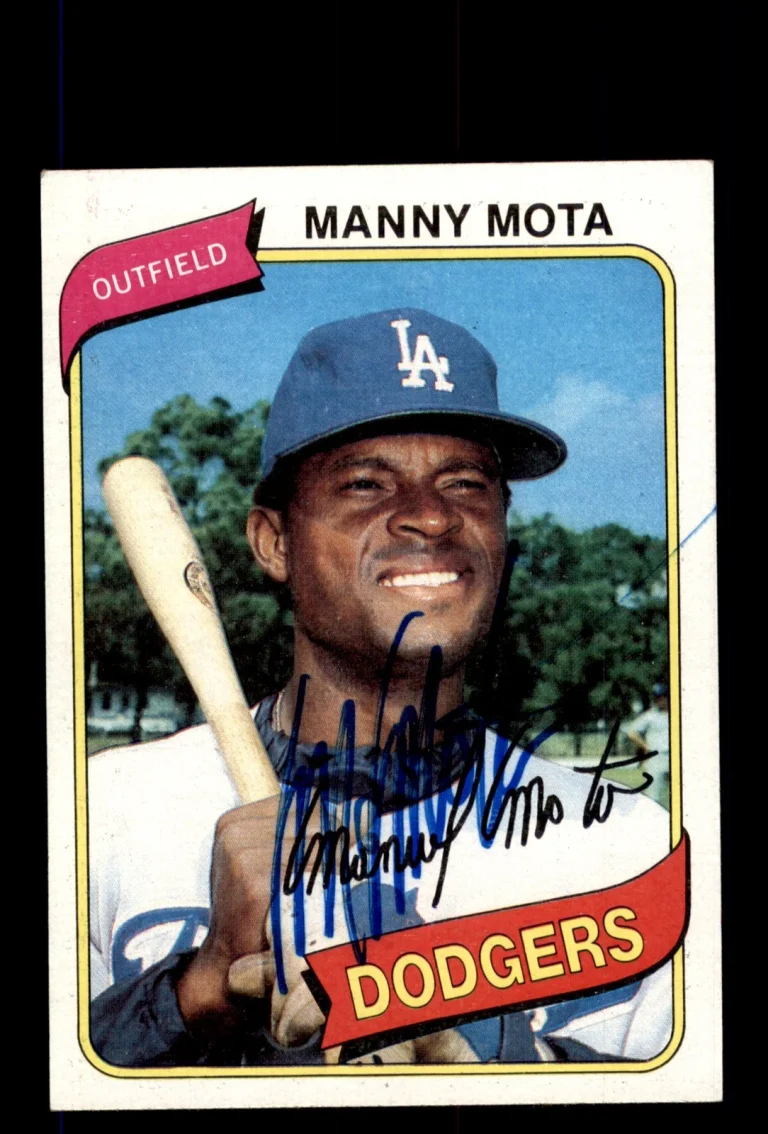 Signed Baseball Card Auto Manny Mota 1980 Topps #104 Los Angeles Dodgers